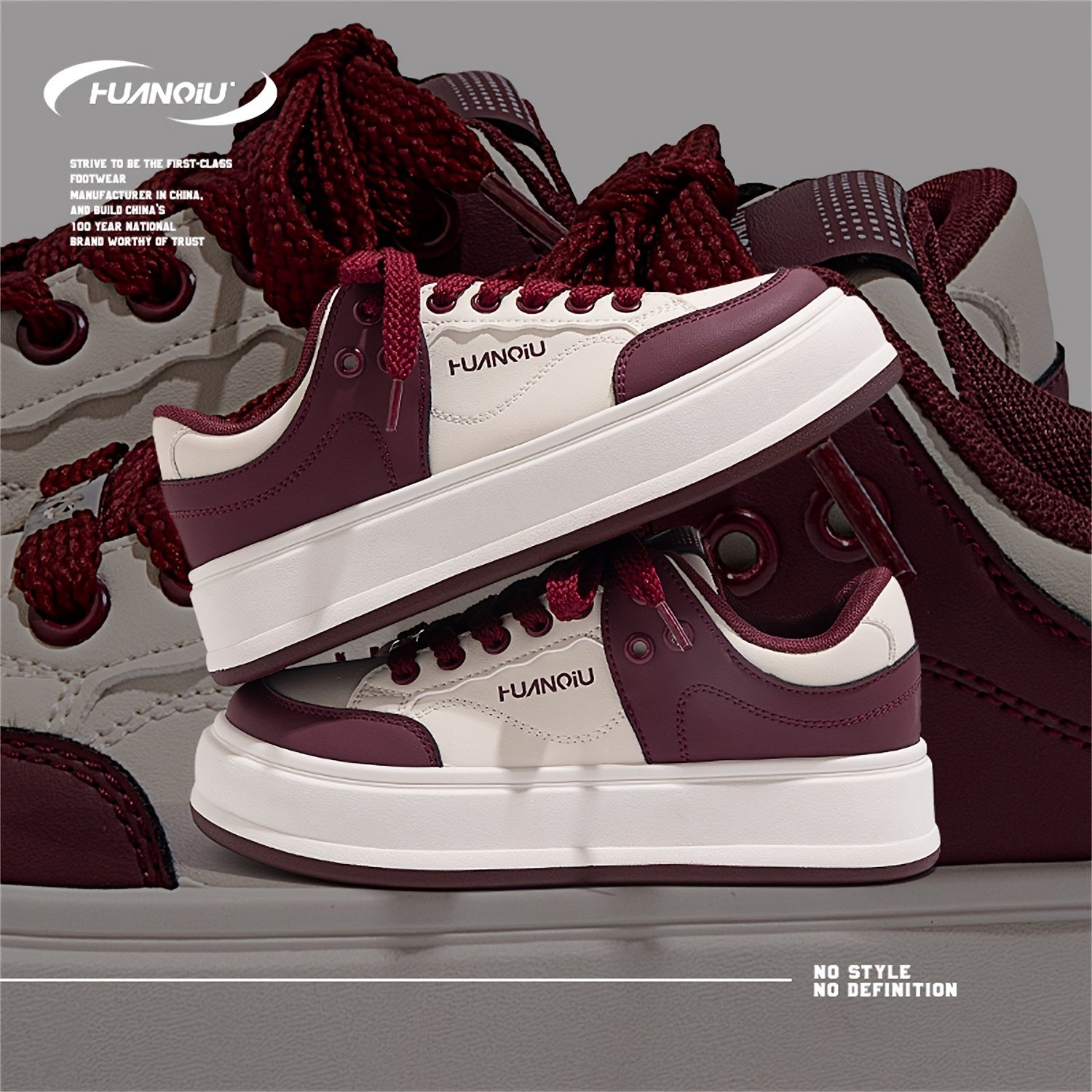 HUANQIU Women's Thick Sole Lace-up Sports Sneakers