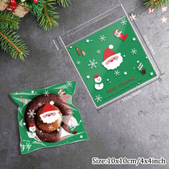 100pcs Christmas Santa Pattern Packaging Bag Random Christmas Style Candy Bag