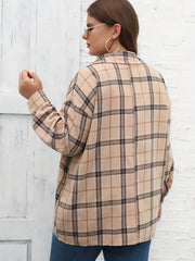 Women's Plus Plaid Print Long Sleeve Button Up Shirt