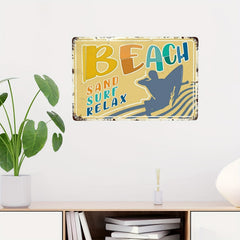 Beach Tin Sign Beach Days Surfing Club Funny Retro Signs Waterproof Decor