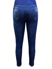Floral Print High Waist Jeggings Slim Leggings Women's Clothing