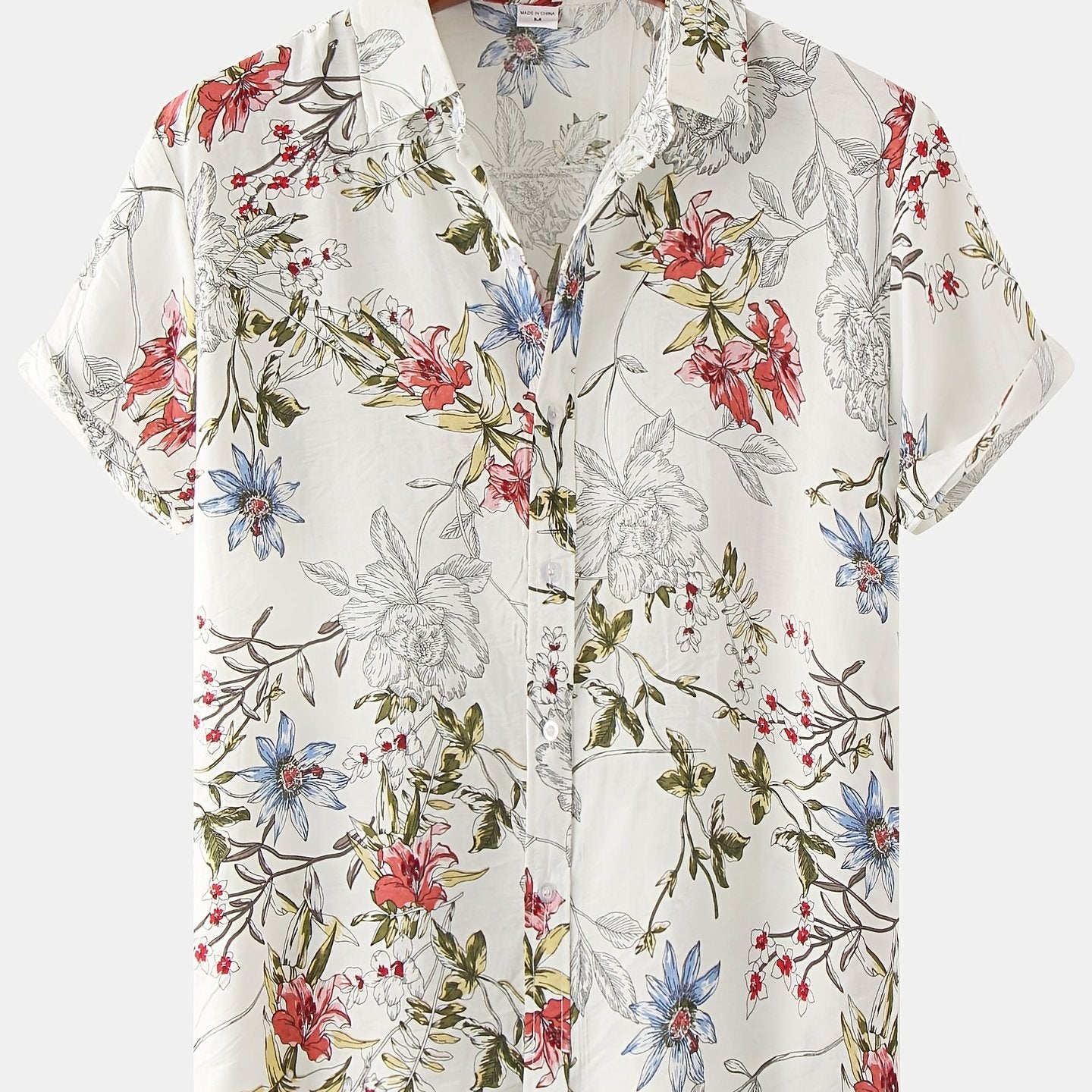 Men's Floral Short Sleeve T-Shirt for Summer Beach Style