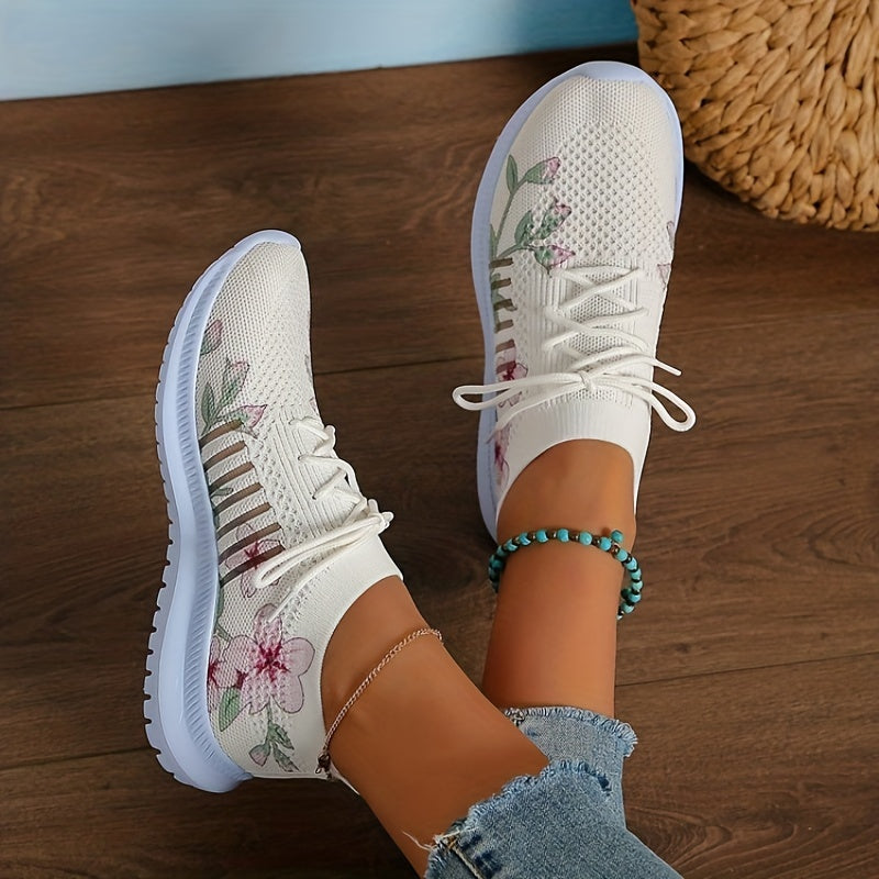 Women's Floral Print Running Shoes Casual Comfortable Outdoor Sports Shoes