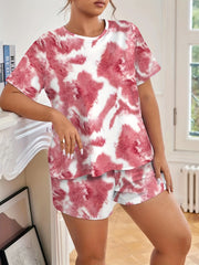 Tie Dye Tee & Shorts Set Women's 2pcs Home Wear