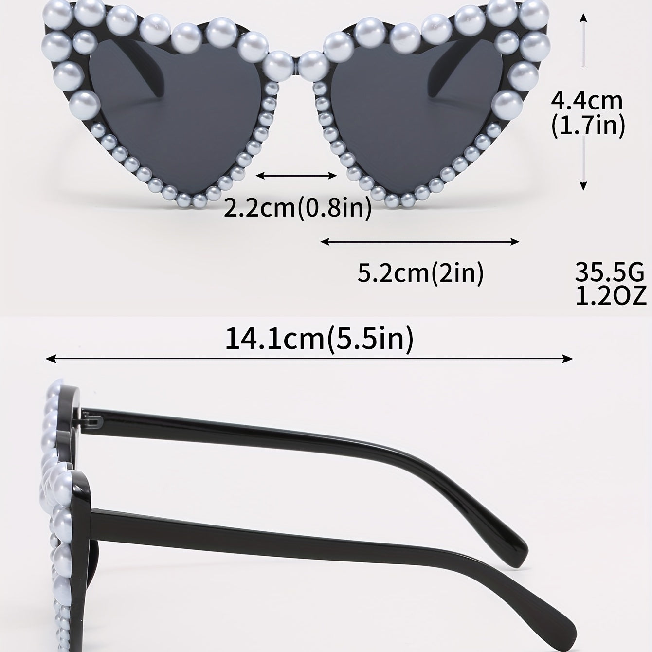 Heart Sunglasses Faux Pearl Love Theme UV400