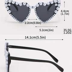 Heart Sunglasses Faux Pearl Love Theme UV400