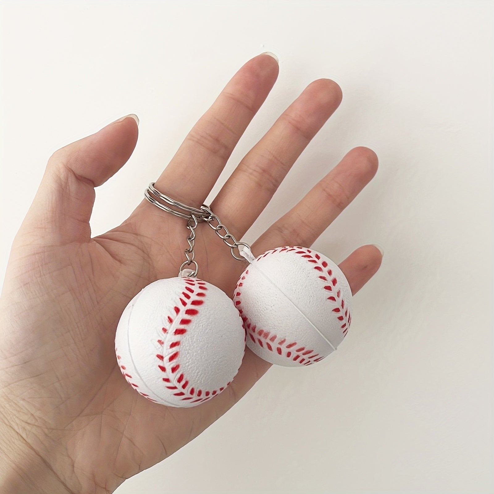 4pcs Baseball Key Chain Squeeze Toy Vent Stress Ball