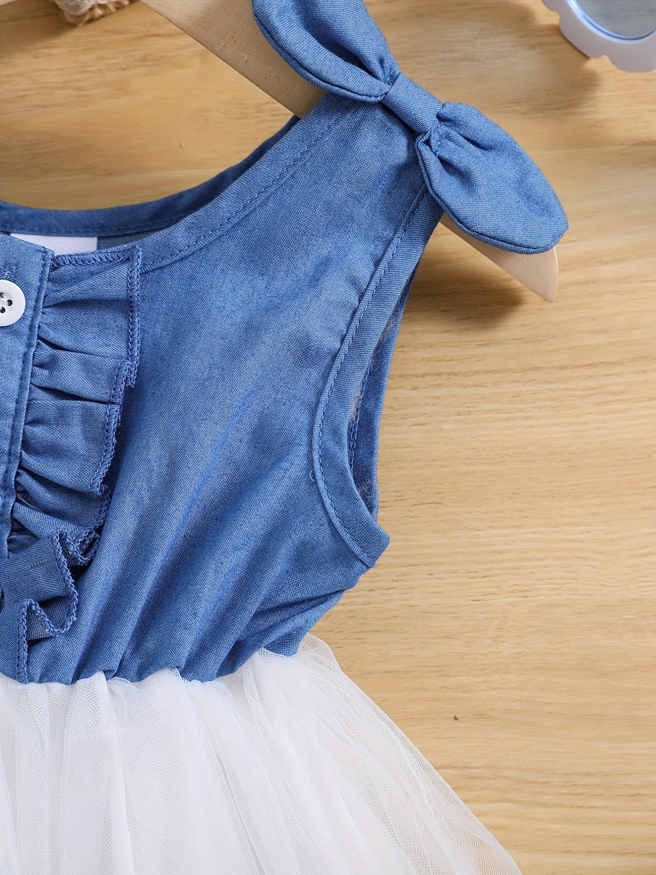 Baby Girls Denim Top Mesh Skirt