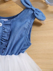 Baby Girls Denim Top Mesh Skirt