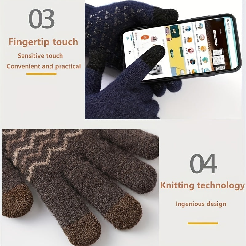 Winter Warm Knitted Gloves Thickened And Velvet Warm Gloves Touch Screen Gloves