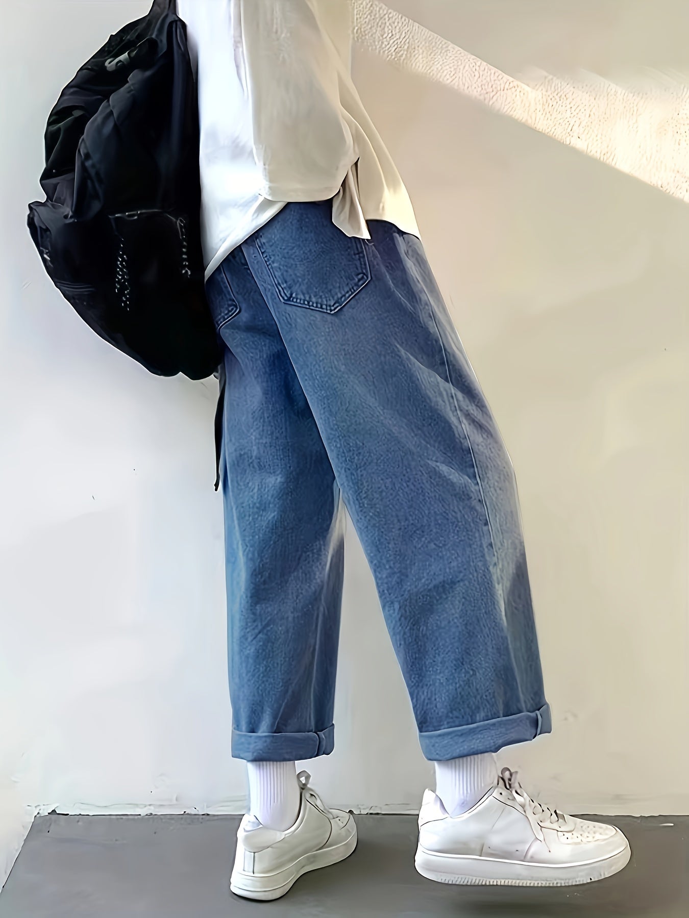Men's Wide Leg Denim Pants for Spring Summer