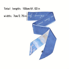 Butterfly Flower Pattern Neckerchief Long Skinny Scarf