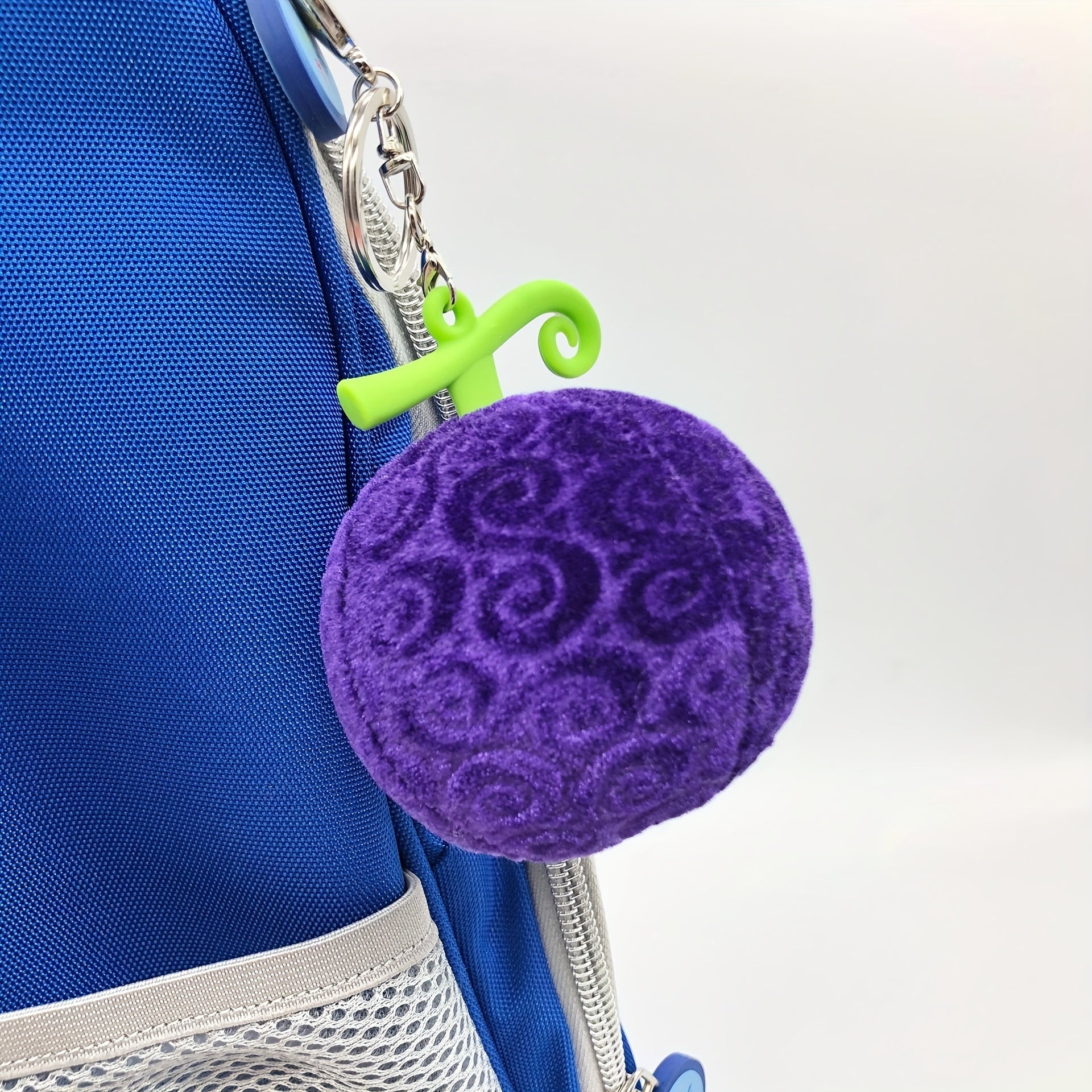 Anime Straw Hat & Devil Fruit Keychain Fuzzy Key Ring Purse Bag Backpack