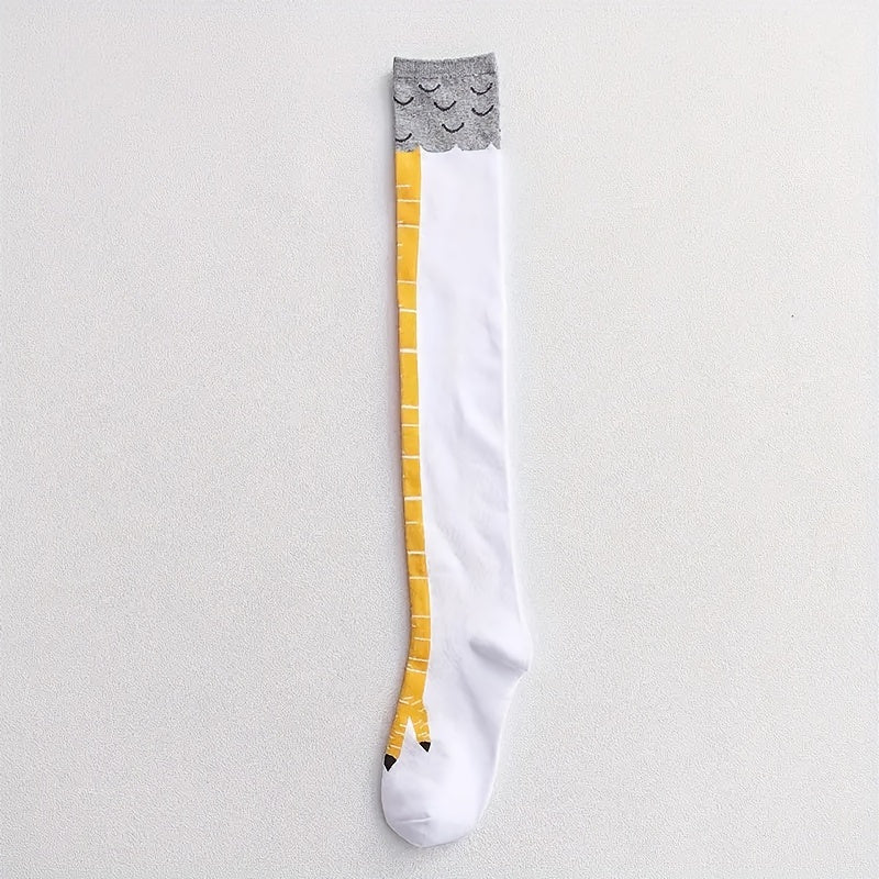 Chicken Feet Pattern Calf Socks Funny Knee High Stockings