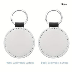 10pcs PU Double sided Heat Transfer Keychains Round Shaped Key Chain Pendant