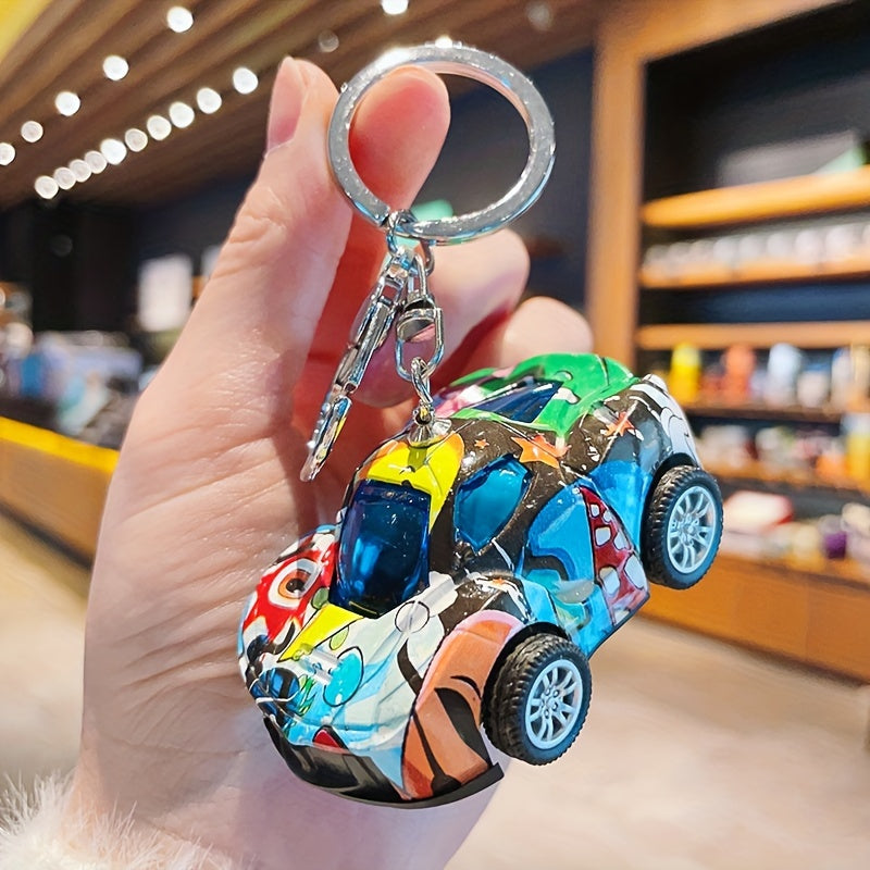 Alloy Car Keychain Graffiti 3D Key Chain Bag Pendant