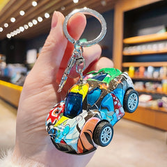 Alloy Car Keychain Graffiti 3D Key Chain Bag Pendant