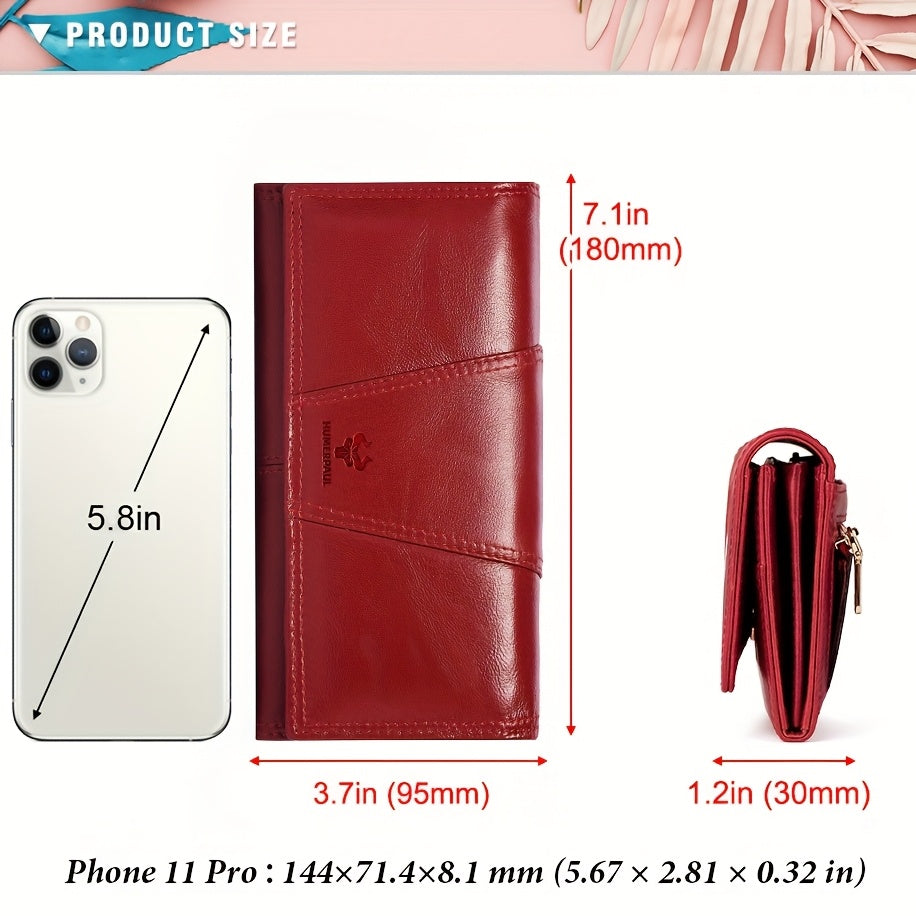 RFID Blocking Women's Travel Wallet Snap Closure Red