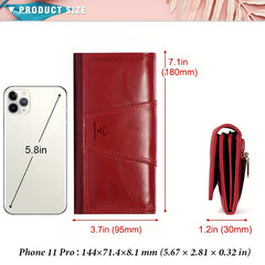 RFID Blocking Women's Travel Wallet Snap Closure Red