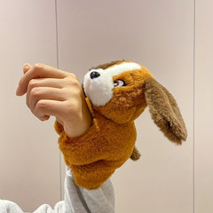 Fluffy Brown Puppy Plush Wristband Toy