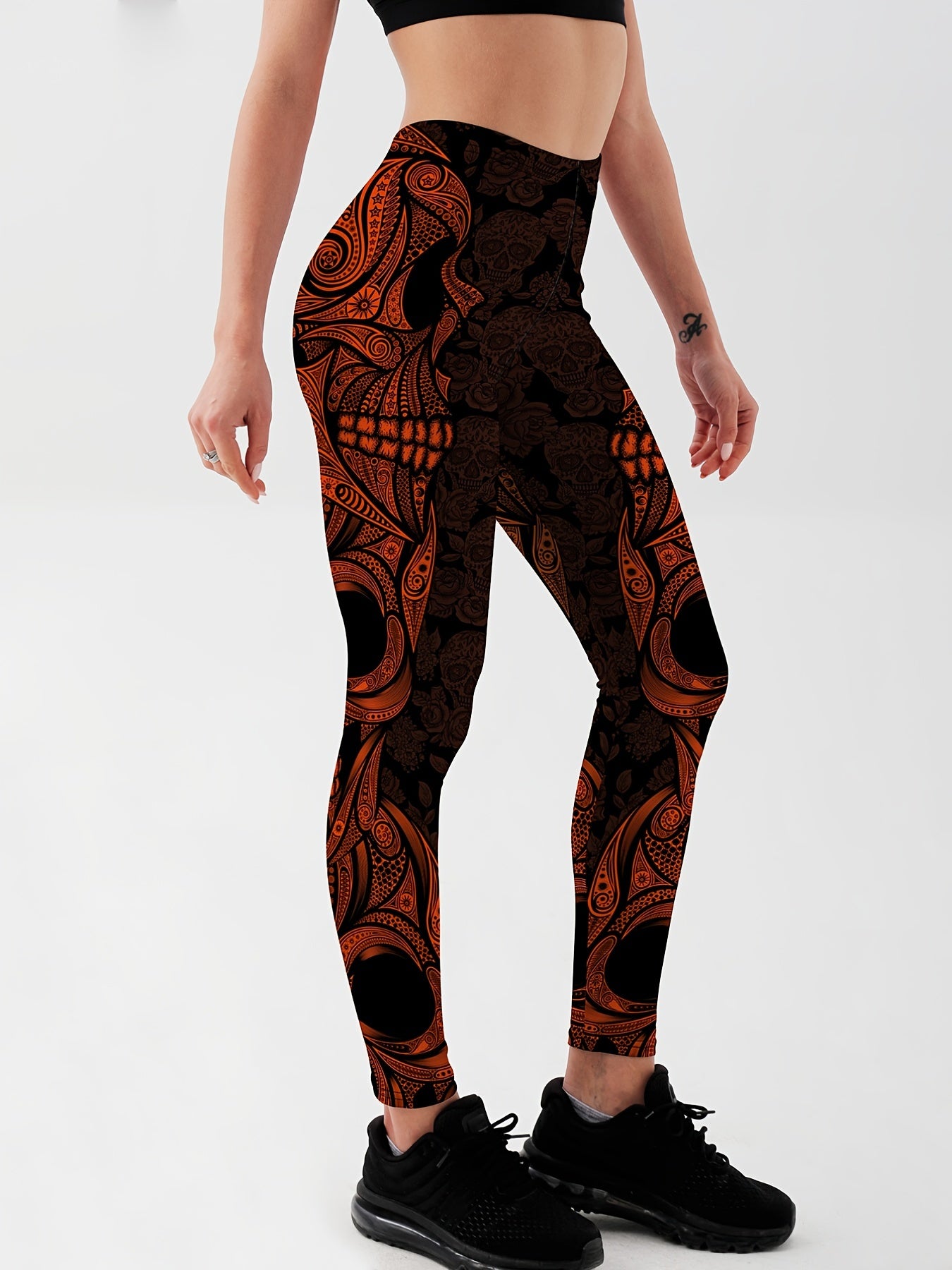 Skull Graphic Yoga Running Leggings Women's Activewear