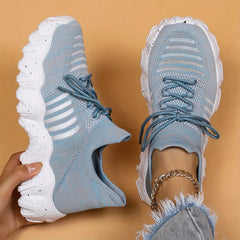 Women's Breathable Mesh Chunky Sneakers Lace Up Running Shoes