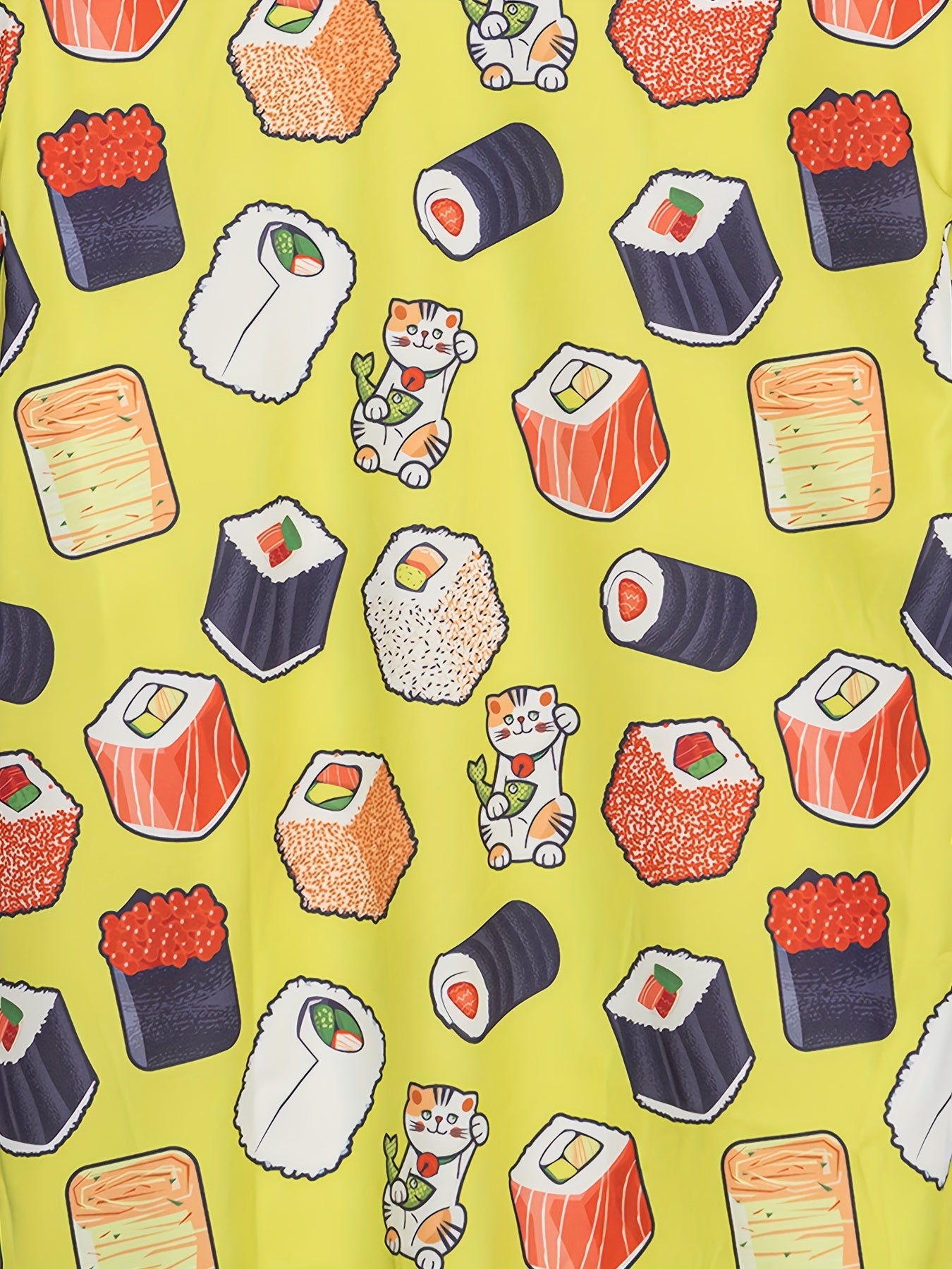Sushi Print Men's Casual Short Sleeve Shirt