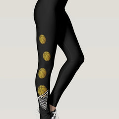 Basketball Print Skinny Leggings High Waist Stretchy Leggings