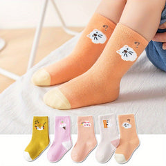 5 Pairs Boys Cotton Cartoon Animal Crew Socks for 0-3 Year Olds