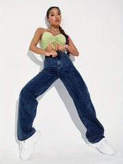 Slash Pocket Boyfriend Jeans Loose Fit Mid Waist