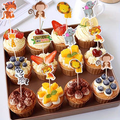 24pcs Wild Animal Cupcake Toppers for Party Decorations