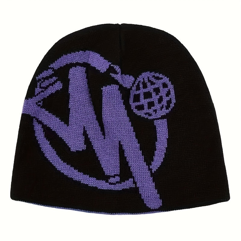 Y2K Jacquard Beanie Hip Hop Elastic Knit Hat Unisex