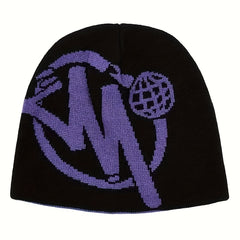 Y2K Jacquard Beanie Hip Hop Elastic Knit Hat Unisex