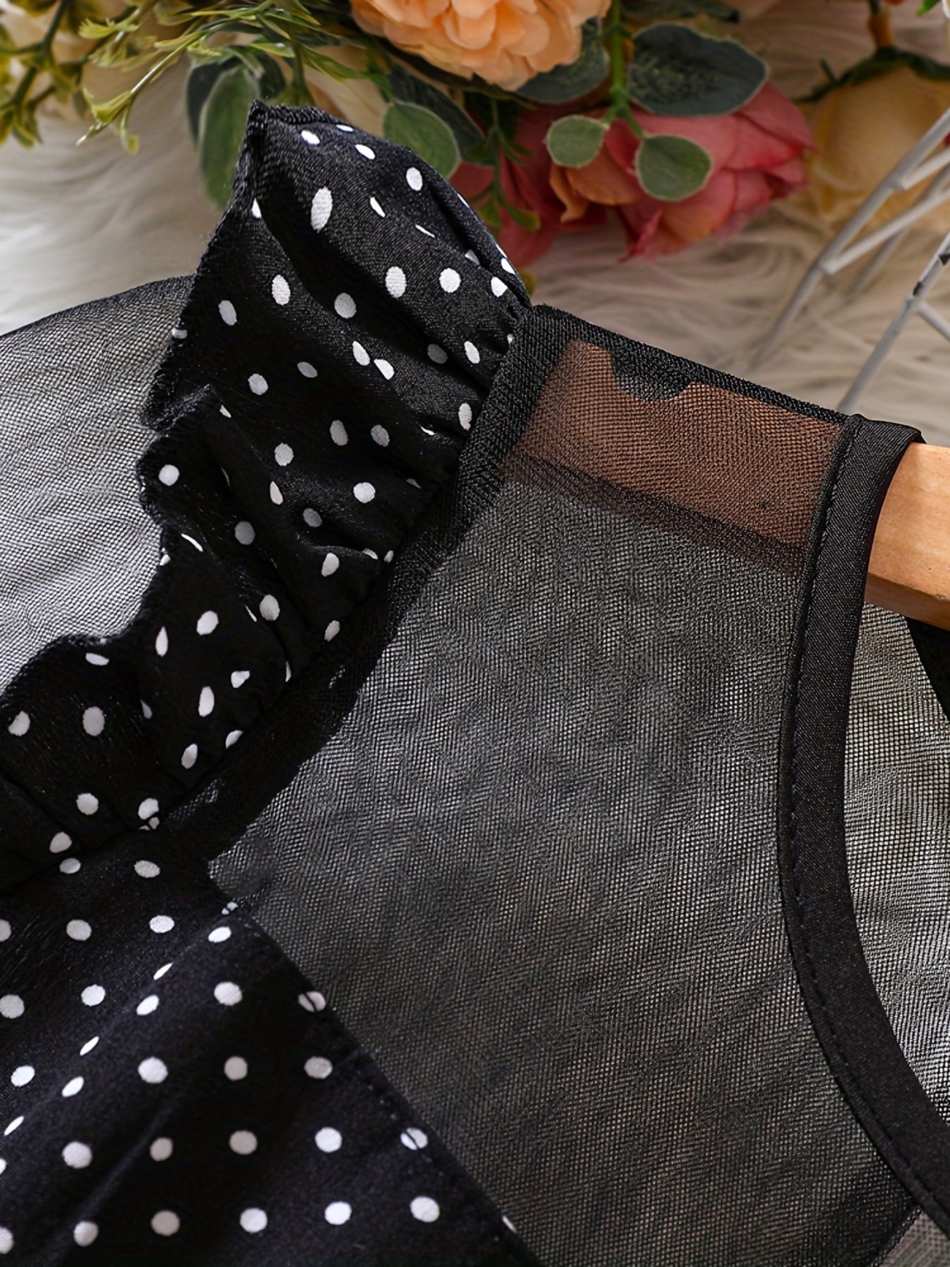 Girls Mesh Polka Dot Dress with Bow