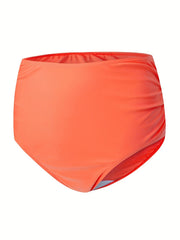 Orange High Stretch Bikini Bottom Ruched Sexy Style High Cut Beachwear Bottom