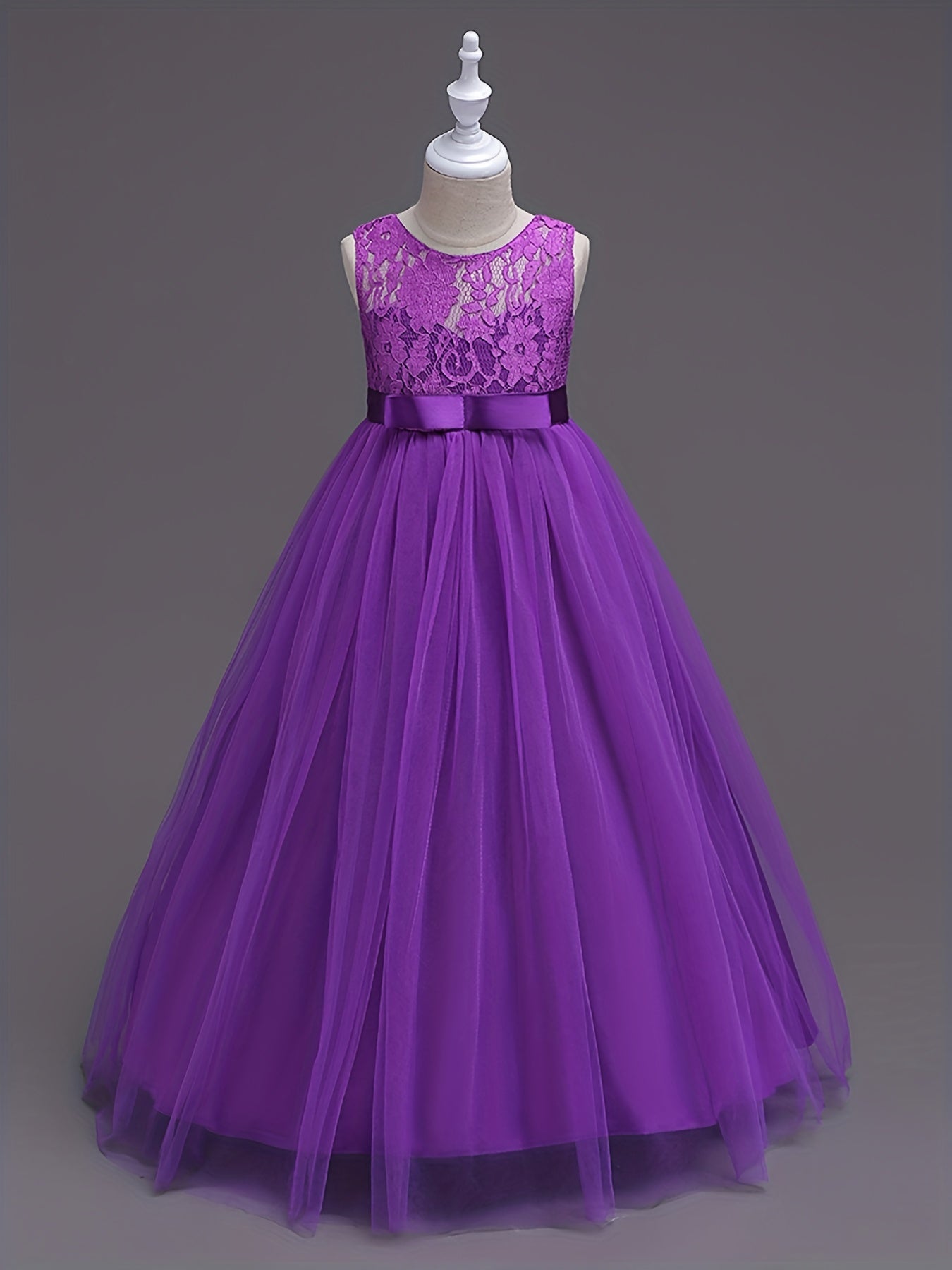 Girls Princess Tulle Lace Flower Pageant Dress Puffy Floor Length