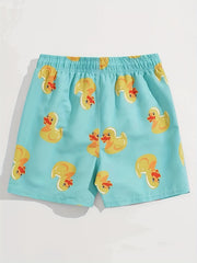 Men's Duck Graphic Swim Trunks Drawstring Swimwear