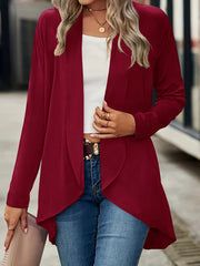 Solid Open Front Cardigan for Women