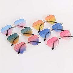Men's Heart Shaped UV400 Metal Sunglasses for Outdoor Beach