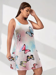 Butterfly Tie Dye Lace Panel Loungewear Dress