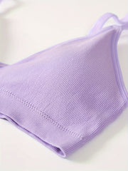 3pcs Wireless Plunge Bras Comfy & Breathable Women's Lingerie