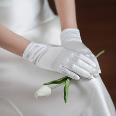Vintage Satin Short Gloves Bridal Wedding Prom Accessories
