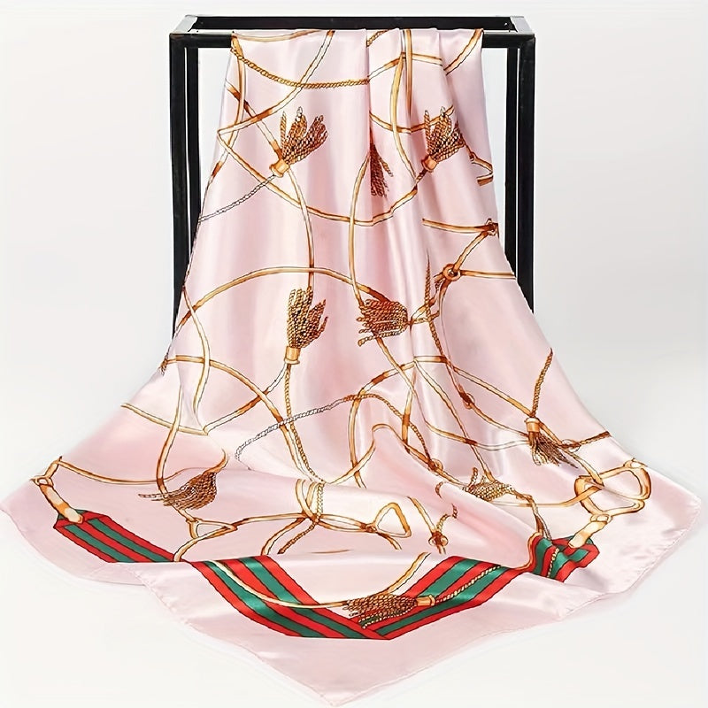 Vintage Floral Print Square Scarf Classic Satin Bandana Shawl Silk Head Wraps
