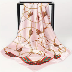 Vintage Floral Print Square Scarf Classic Satin Bandana Shawl Silk Head Wraps