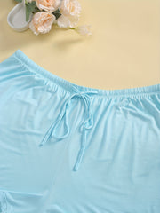 Casual Loungewear Shorts Set Women's Drawstring Pajama