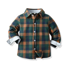 Boys Flannel Plaid Button Up Shirt