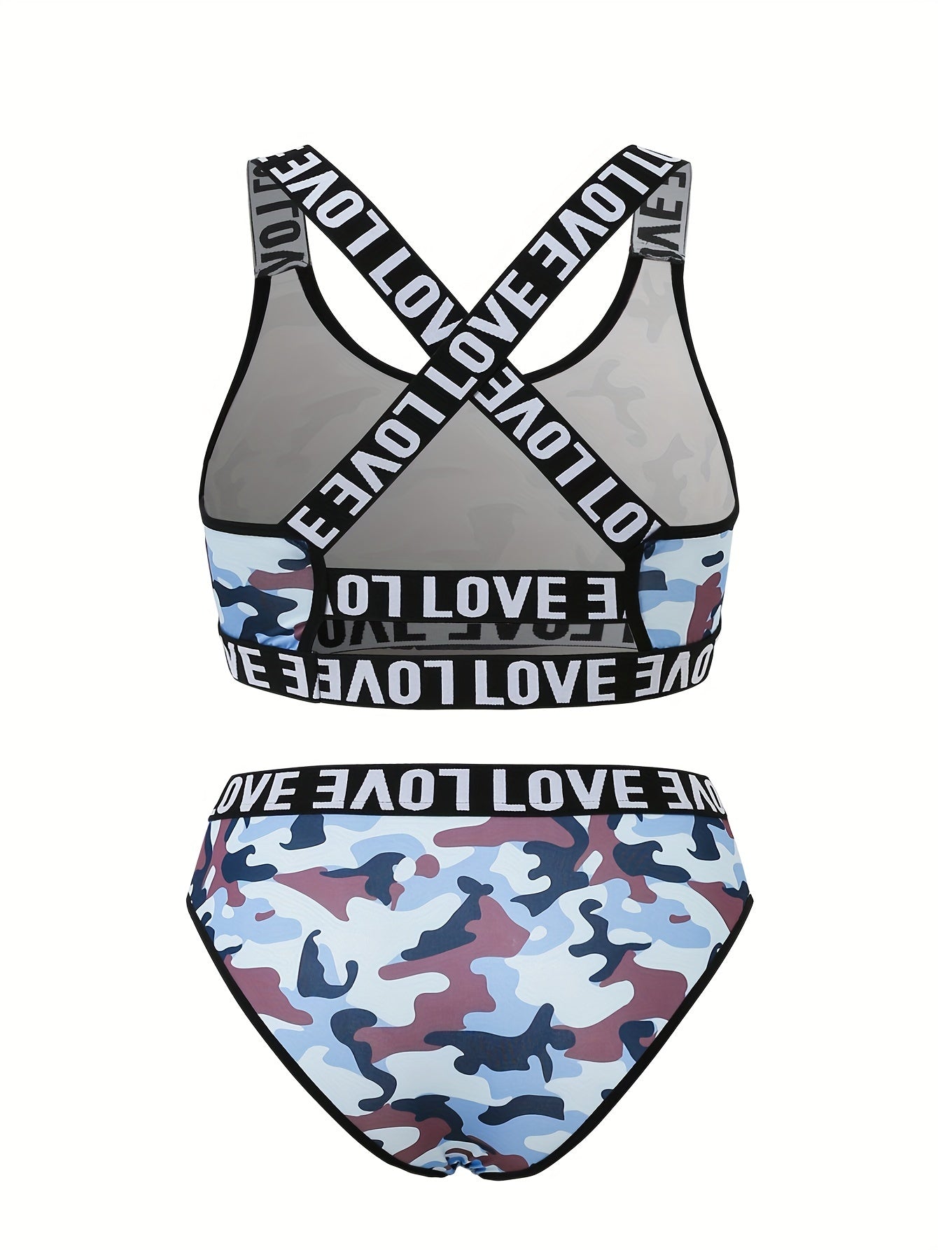 Criss Cross Back Bra & Panties Set Women's Lingerie