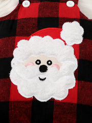 Christmas Santa Claus Plaid Suspender Jumpsuit Baby Boys Set