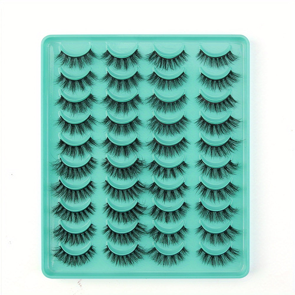 20 Pairs Mixed Pack Natural Thick False Eyelashes 3D Faux Mink Lashes