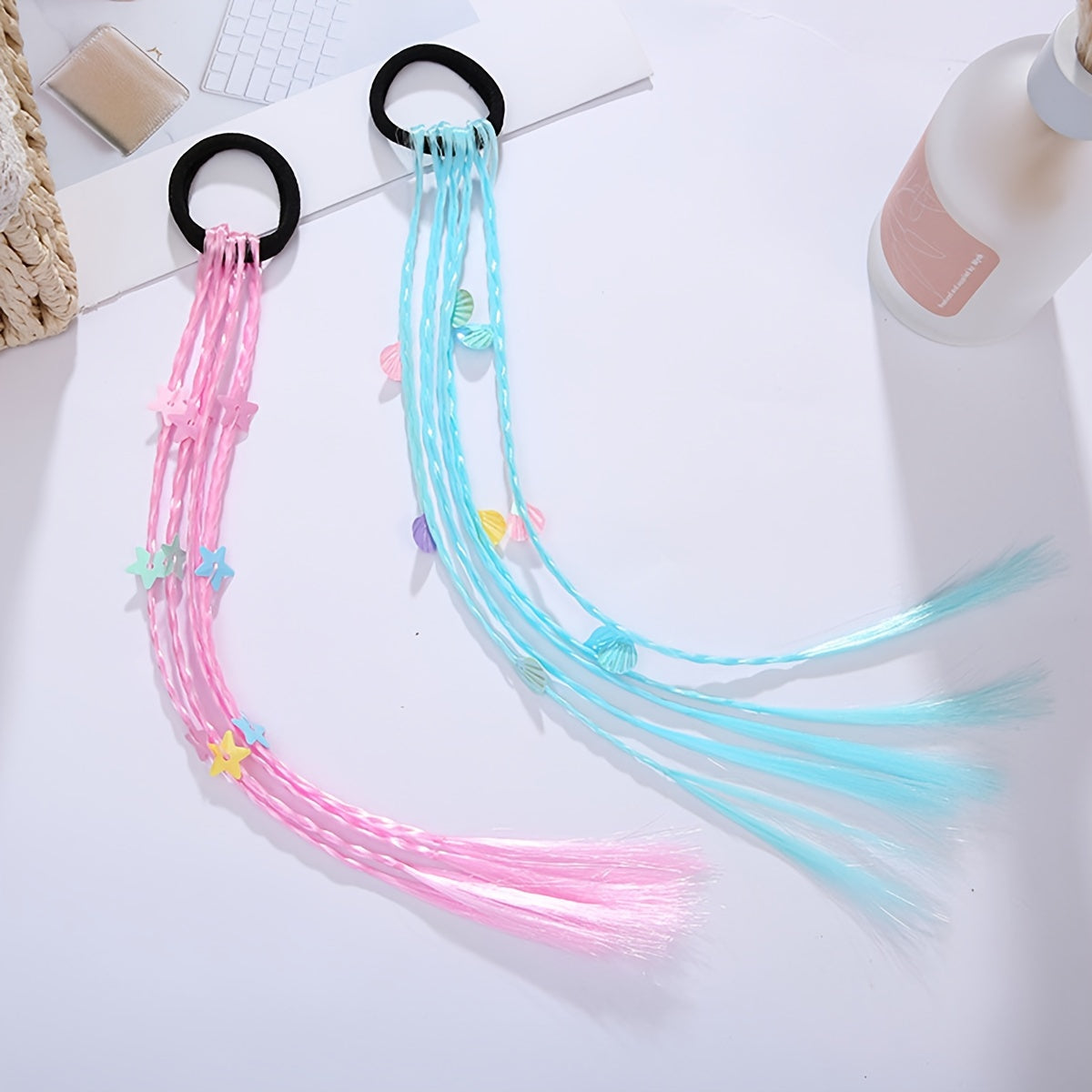 6pcs Colorful Braided Wigs Hair Ties With Decorations